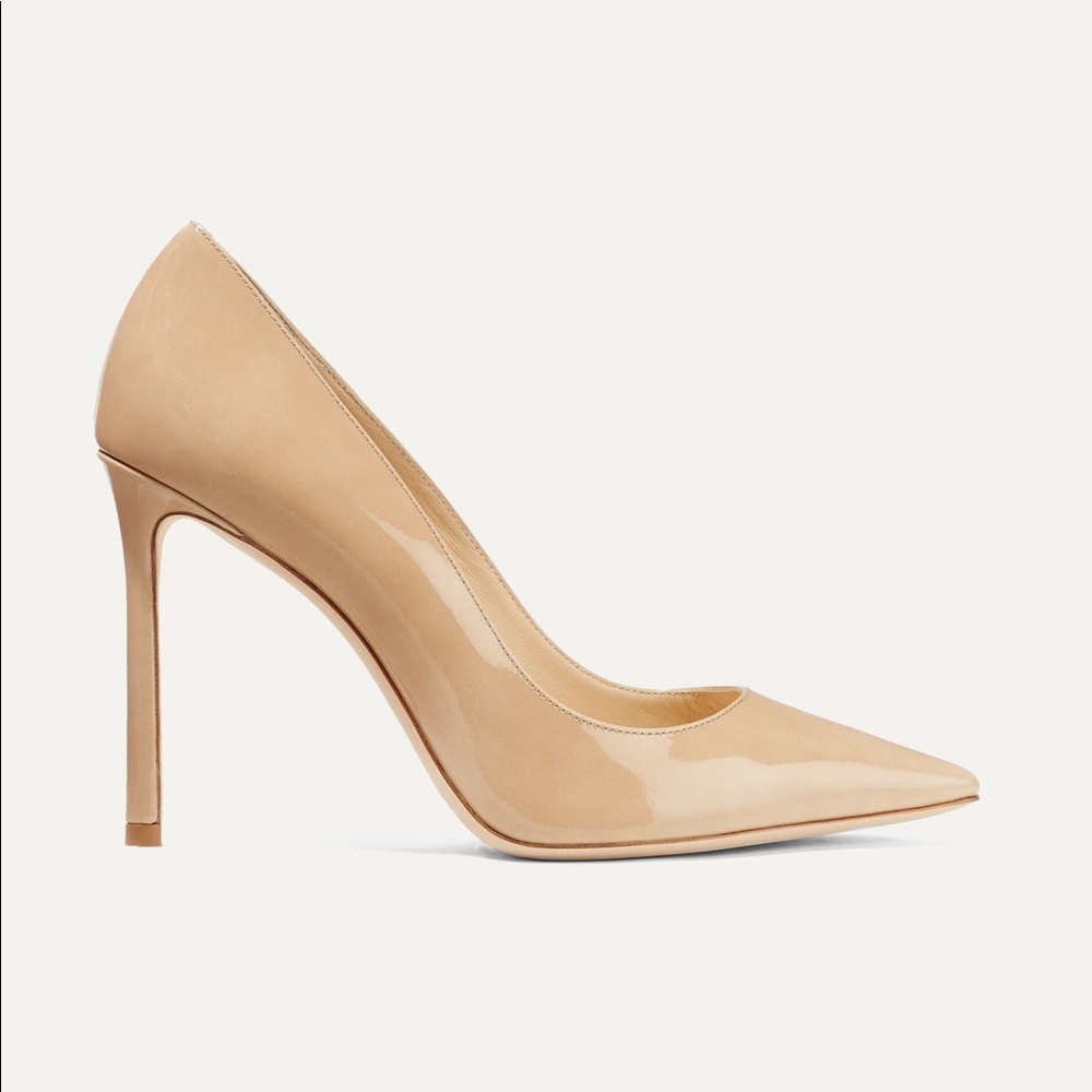 Brand New Jimmy Choo Nude Patent Romy Pumps